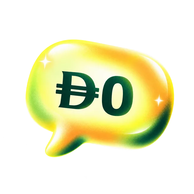 A speech bubble showing a zero fee